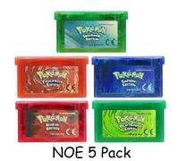 Kadel-Gba Jeu Pokemon Série 32 Bits Cartouche De Jeu Vidéo Console Carte Pokemon Émeraude Feuille Rouge Vert Rubis Saphir Multi-Langue,Noe 5 Pack
