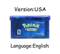 Kadel-Gba Jeu Pokemon Série 32 Bits Cartouche De Jeu Vidéo Console Carte Pokemon Émeraude Feuille Rouge Vert Rubis Saphir Multi-Langue,Sapphire Usa