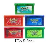 Kadel-Gba Jeu Pokemon Série 32 Bits Cartouche De Jeu Vidéo Console Carte Pokemon Émeraude Feuille Rouge Vert Rubis Saphir Multi-Langue,Ita 5 Pack