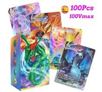 Kadel-Nouvelle Version Espagnole Cartes Pokemon Carte Flash Gx Vmax Hologramme Jeu Bataille Or Argent Noir Carte À Collectionner Pour Enfants Jouet Cadeau,100pcs 100vmax,