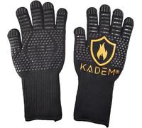 Kadem Gants de four unisexes résistants à la chaleur jusqu'à 800 °C | ignifuges antidérapants | Protection contre la chaleur | Dorés L/XL
