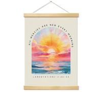 Kaderas Décoration murale florale chrétienne pour chambre à coucher, salon, bureau, église, versets de la Bible, inscription « His Mercies are New Every Morning » - Poster encadré - Cadeau chrétien