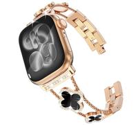 KADES Bracelet de rechange pour femme compatible avec Apple Watch - 42 mm (Series 10 11) 41 mm, 40 mm, 38 mm, bracelet à maillons en acier inoxydable diamant trèfle à quatre feuilles porte-bonheur