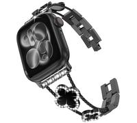 KADES Bracelet de rechange pour femme compatible avec Apple Watch - 42 mm (Series 10 11) 41 mm, 40 mm, 38 mm, bracelet à maillons en acier inoxydable diamant porte-bonheur à quatre feuilles pour