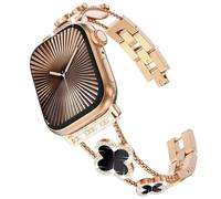 KADES Bracelet en acier inoxydable pour Apple Watch pour femme - Bracelet en métal pour Apple Watch séries 10 42 mm, 9/8/7 41 mm, 6/5/4 40 mm, 3 38 mm, or rose/noir
