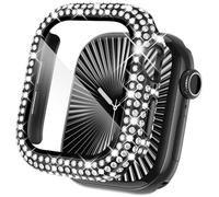 KADES Compatible avec Apple Watch Series 11 10 46 mm, coque de protection intégrale en strass avec protection d'écran intégrée, coque de protection antichoc iWatch étincelante, noir