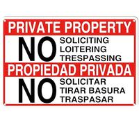 Kadezia Panneau en aluminium « Private Property - No Soliciting » - 19,8 x 30,2 cm (158)
