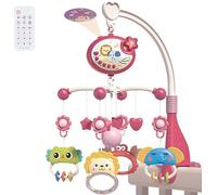 Kadii Lit bébé mobile avec fonction minuterie et projecteur d'étoiles - Boîte à musique avec musique et lumière - Cadeau pour bébé de 0 à 24 mois - Rouge