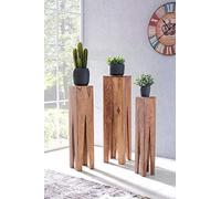 KADIMA Design Acacia chevets en Bois Massif Ensemble de 3 Tables Bakum téléphoniques Debout étagères
