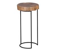 KADIMA DESIGN Akola - Table d'appoint en bois d'acacia massif - Pieds en métal - Style maison de campagne - En bois véritable - Naturel