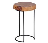 KADIMA DESIGN Akola - Table d'appoint en bois d'acacia massif - Pieds en métal - Style maison de campagne - En bois véritable - Naturel