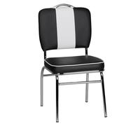 KADIMA DESIGN American Diner Chaise de salle à manger style rétro années 50, assise rembourrée avec dossier dossier, couleur noir/blanc