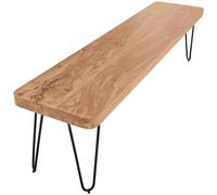 KADIMA DESIGN BAGLI Banc de salle à manger en bois d'acacia massif 160 x 45 x 40 cm Produit naturel Banc de cuisine de style maison de campagne