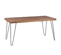 KADIMA DESIGN BAGLI Table à manger en bois massif Sheesham 120 cm Table de salle à manger avec pieds en métal Table de cuisine Marron foncé