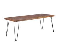 KADIMA DESIGN BAGLI Table à manger en bois massif Sheesham 200 x 80 x 76 cm Table de salle à manger moderne style maison de campagne Table en bois massif avec pieds en métal Marron foncé Produit