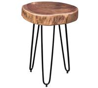 KADIMA DESIGN BAGLI Table d'appoint en bois massif d'acacia 35 x 35 cm Table de salon en bois véritable avec bord d'arbre