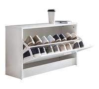 KADIMA DESIGN Banc à chaussures Split avec assise - Blanc - 80 x 47 x 24 cm - Petit banc de couloir fermé - Banc étroit avec espace de rangement - Meuble à chaussures individuel