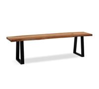KADIMA DESIGN Banc de salle à manger, 120 x 40 x 45,5 cm, en bois d'acacia massif/métal, avec bord d'arbre - Banc de salle à manger en bois massif sans dossier - Banc de cuisine, salle à manger