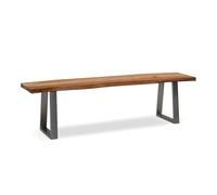 KADIMA DESIGN Banc de salle à manger 140 x 40 x 45,5 cm Acacia massif/métal avec bord d'arbre | Banc de salle à manger en bois massif sans dossier | Banc de cuisine moderne | Banc de salle à manger