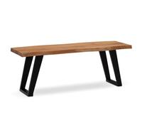 KADIMA DESIGN Banc de vestiaire, 120 x 40 x 45,5 cm, en bois d'acacia massif/métal, avec bord d'arbre - Banc de couloir massif sans dossier - Banc de couloir moderne - Petit pieds en U - Noir