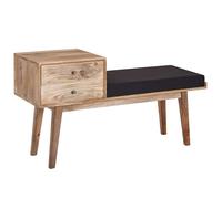 KADIMA DESIGN Banc en tissu/bois massif 120 x 65 x 40 cm au style rétro | Banc rembourré avec espace de rangement | Banc en tissu rembourré de rangement noir | Petit banc de lit ou de couloir