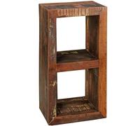 KADIMA DESIGN Bibliothèque Calcutta 45 x 35 x 90 cm | Étagère en bois massif avec 2 niveaux | Table d'appoint cube de salon | Étagère sur pied shabby chic