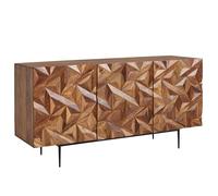KADIMA DESIGN Buffet 144 x 72 x 47 cm Sheesham en bois massif/métal | Commode avec trois portes | Armoire moderne | Armoire sur pied pour le salon