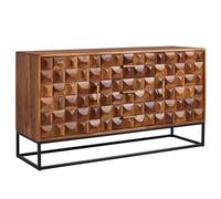 KADIMA DESIGN Buffet 145 x 81 x 45 cm Sheesham en bois massif/métal | Commode à deux portes | Armoire en bois industriel | Armoire sur pied pour salon avec tiroirs
