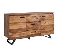 KADIMA DESIGN Buffet 145 x 82 x 45 cm en bois massif Sheesham / métal avec bord d'arbre | Commode avec tiroirs | Buffet à tiroir moderne