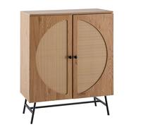 KADIMA DESIGN Buffet 80 x 103 x 39 cm - Aspect chêne avec tressage en rotin - Moderne - Armoire haute avec 2 portes - Commode de salon