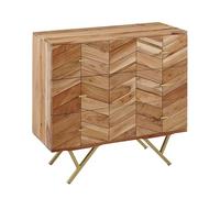 KADIMA DESIGN Buffet 90 x 86,5 x 40 cm en acacia massif/métal | Commode à 3 tiroirs | Armoire haute en bois massif | Armoire sur pied pour salon