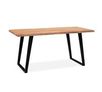 KADIMA DESIGN Bureau 120 x 60 x 76 cm en bois d'acacia massif/métal - Bord d'arbre - Bureau massif avec pieds en U en noir - Table en bois pour ordinateur portable, bureau à domicile