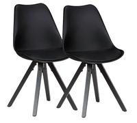 KADIMA DESIGN Lot de 2 chaises de salle à manger, style rétro, avec pieds noirs, rembourrées, dossier scandinave, en cuir synthétique, pour cuisine