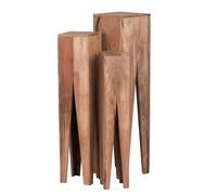 KADIMA DESIGN Lot de 3 tables d'appoint carrées modernes en bois d'acacia massif - Table à plantes en 3 pièces - Support pour fleurs - Table de salon - Tabouret pour plantes
