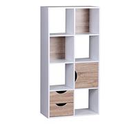 KADIMA DESIGN MASSA Bibliothèque en chêne Sonoma avec tiroirs et porte Blanc 60 x 120 x 29 cm