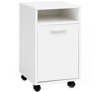 KADIMA DESIGN Meuble de bureau à roulettes - Blanc - 33 x 60 x 38 cm - Avec porte et étagère - Petit tiroir