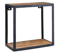 KADIMA DESIGN Puri - Étagère murale en bois massif Sheesham - 35 x 18 x 35 cm - Étagère à livres suspendue - En métal avec étagère en bois véritable - Petite étagère carrée en bois - Étagère