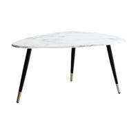 KADIMA DESIGN Table basse 90 x 60 x 41 cm avec aspect marbre blanc | Table de salon à trois pieds avec structure en métal | Table basse triangulaire Table de salon | Table d'appoint