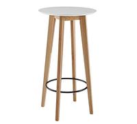 KADIMA Design Table de Bar 60x110x60 cm Table Ronde Barre Blanche de Table en chêne scandinave