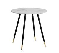 KADIMA DESIGN Table de salle à manger, 75 x 75 x 76 cm, aspect marbre, blanche, moderne, avec pieds en métal, petite table à manger, ronde
