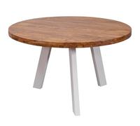 KADIMA DESIGN Table de salle à manger ronde 130 cm Sheesham massif | Table ronde en bois avec pieds en métal | Table de salle à manger | Table de cuisine en bois massif | Table de cuisine en bois