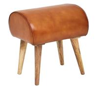 KADIMA DESIGN Tabouret en cuir véritable/bois massif - 45 x 53 x 40 cm - Tabouret moderne en cuir - Petit tabouret en bois rembourré - Tabouret avec housse en cuir