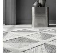 KADIMA DESIGN Tapis 3D Effet Haut-Bas Motif géométrique Doux Moelleux Lavable résistant Gris 280x370 cm Salon Chambre Chauffage au Sol Ourlet Oeko-TEX | GENF