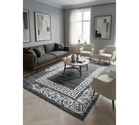 KADIMA DESIGN Tapis à Poils Courts Motif géométrique Facile à Entretenir Lavable Durable Gris 200x290 cm Salon Chambre Compatible Chauffage au Sol testé sans substances nocives Oeko-TEX | Aspen