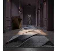 KADIMA DESIGN Tapis à Poils Courts Motif géométrique Facile à Entretenir Lavable Durable Noir 80x300 cm Salon Chambre Compatible Chauffage au Sol testé sans substances nocives Oeko-TEX | DRAU