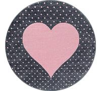 KADIMA DESIGN Tapis à Poils Courts Motif Rayé Dense Robuste Lavable Rose 160x160 cm Salle à Manger Salon Compatible Chauffage au Sol | NOLA