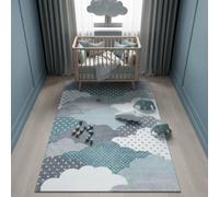 KADIMA DESIGN Tapis à Poils Courts Uni Dense Robuste Lavable Bleu 80x150 cm Salle à Manger Salon Compatible Chauffage au Sol | NOLA