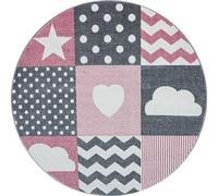 KADIMA DESIGN Tapis à Poils Courts Uni Dense Robuste Lavable Rose 120x120 cm Couloir Entrée Antidérapant | Lago