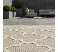 KADIMA DESIGN Tapis d'extérieur scandinave Design Nordique résistant intempéries Gazon terrasse Balcon Beige 120x170 cm Chauffage au Sol Lavable Oeko-TEX | Cortina