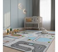 KADIMA DESIGN Tapis Enfant Route Jeu Motif Rue Circulation sûr Doux Lavable Robuste Gris 140x200 cm Chambre Enfant Chauffage au Sol antidérapant Oeko-TEX | TRAUN